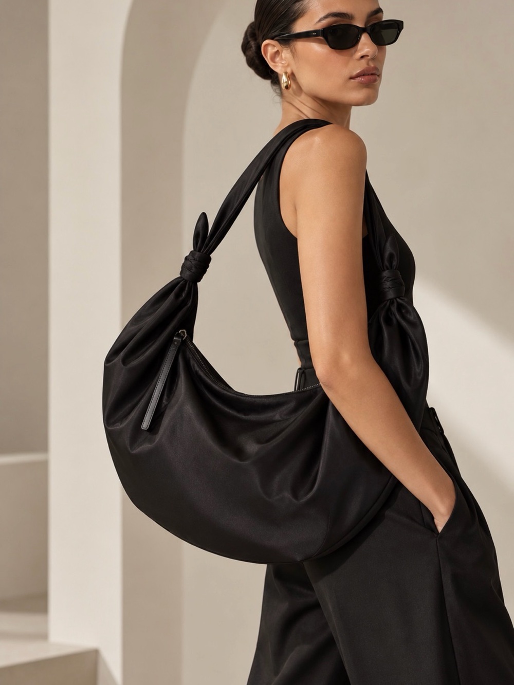 Elizabeth and James - Gwen - Oversized Satin Hobo Bag